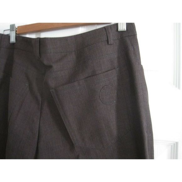 Akris Punto Wool Blend Pants Sz 8 Dark Brown Grey Office Career Dress Wear - Picture 4 of 7